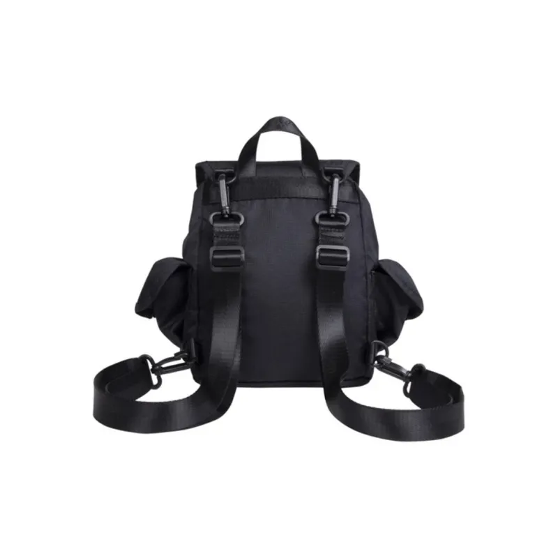 Doughnut Nylon Fabric One Shoulder Crossbody Backpack Unisex Black-2