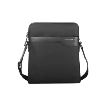 SAMSONITE Nylon With Cow Leather Shoulder Bag, Crossbody Bag Men's Black