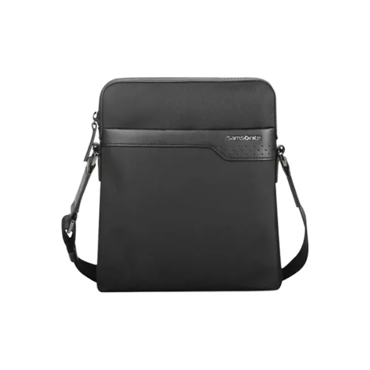 SAMSONITE Nylon With Cow Leather Shoulder Bag, Crossbody Bag Men's Black-0