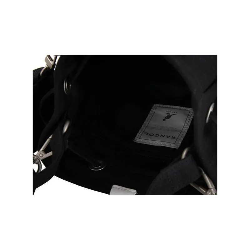 KANGOL Canvas Bucket Bag Canvas Bag Shoulder Bag Crossbody Bag Handbag Regular Unisex Black-4