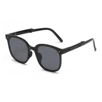 Pair Ponyo TR/Memory Plastic Square Sunglasses Unisex Black/Tea Brown/Transparent Green