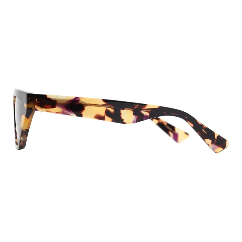Pair Ponyo Plate Frame Irregular Shape Sunglasses Unisex Tortoiseshell-8