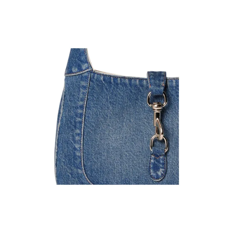 GUCCI Jackie 1961 Denim Handbag Shoulder Bag Small Size Women's Blue-8