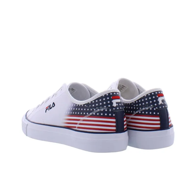 FILA Monroe Americana Slip Resistant Cushioning Low Top Skateboard Shoes Men's White Blue Red-2