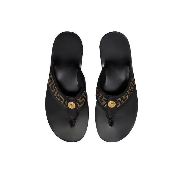 VERSACE Flip Flops Men's Black Yellow-3