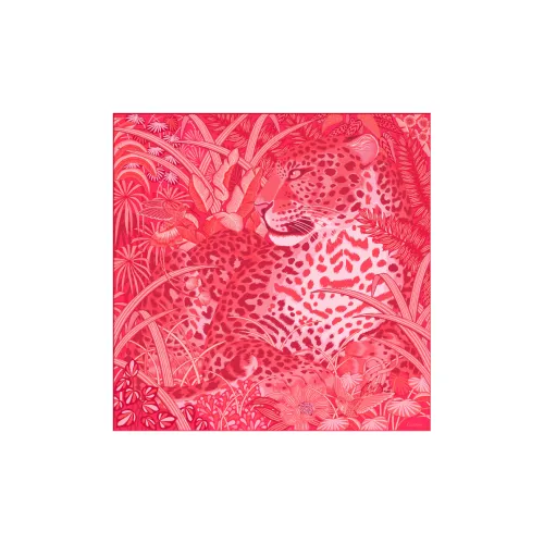 CARTIER Silk Scarves Unisex Coral Pink