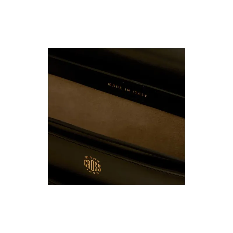 MARK CROSS Box Calf Palmetto Leather Patchwork Calfskin Clutch Women's Black-5