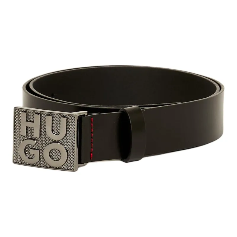 HUGO BOSS Cow Leather Belts Men's Black Width 3.5CM-0