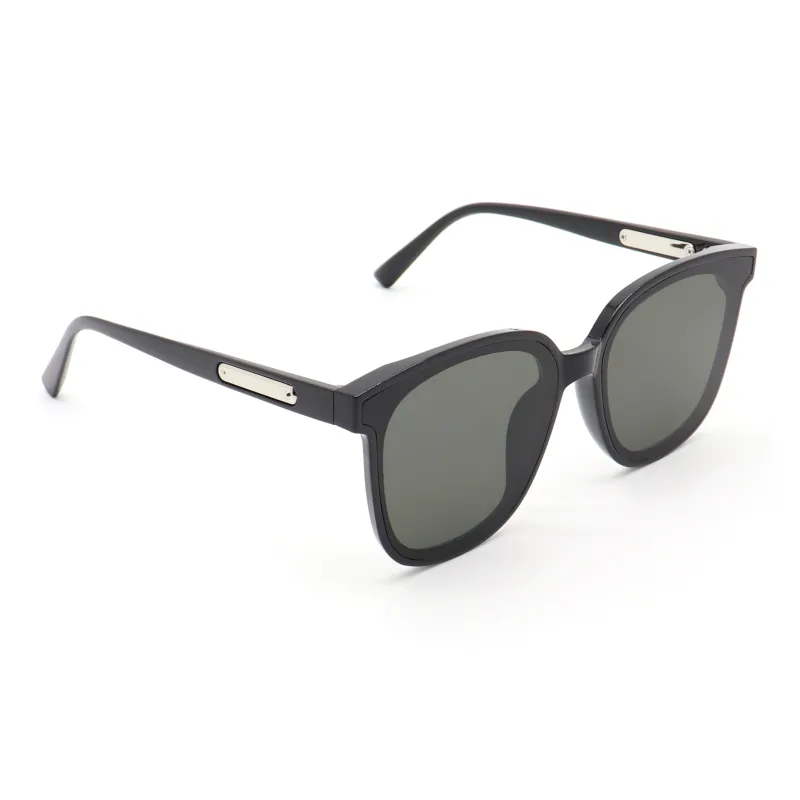 Pair Ponyo TR/Memory Plastic Square Sunglasses Unisex Black-1