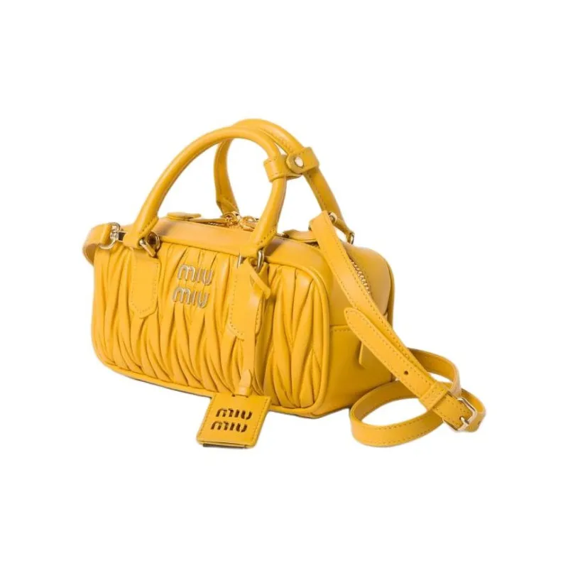 MIU MIU Arcadie Series Leather Shoulder Bag, Crossbody Bag, Handbag Women's Sunshine Yellow-1