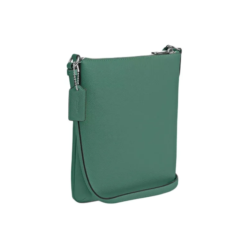 COACH File Cross Grain Leather Shoulder Bag, Crossbody Bag Small Size Women's Silver & Bright Green-1