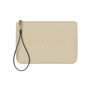 GIVENCHY Cotton Travel Bag Clutch Women's Military Beige