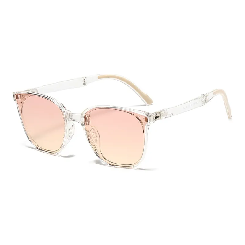 Pair Ponyo TR/Memory Plastic Square Sunglasses Unisex Black/Transparent Gray/Transparent-4