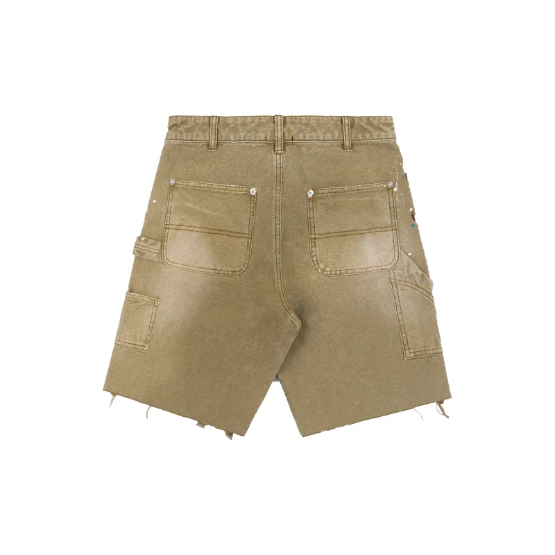 False Perception SS24 Denim Shorts Unisex Khaki-1