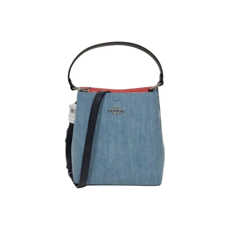 COACH Town Leather Bucket Bag Portable Crossbody Bag Shoulder Bag Women's Denim Blue-1