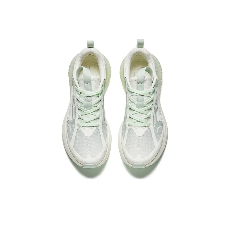 Anta Running Collection Cushioned Slip Resistant Low Top Running Shoes Women's White Gray Green-2