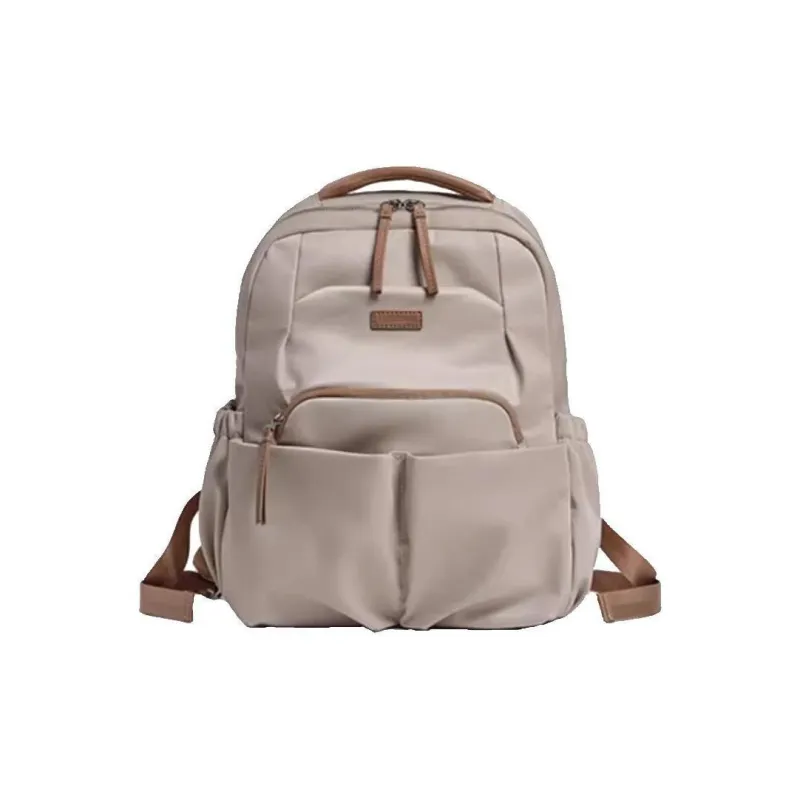 LEFF Nylon Fabric Backpack Medium Size Women's Milk Tea Apricot-0