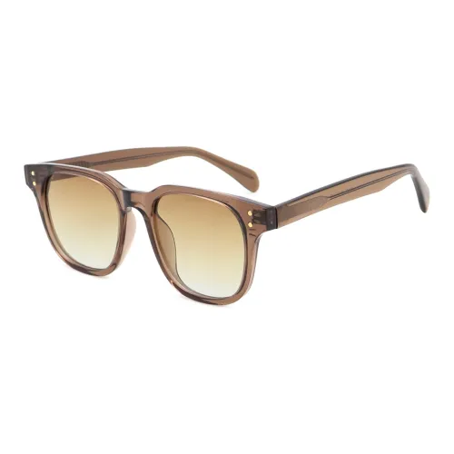 Pair Ponyo TR/Memory Plastic Square Sunglasses Unisex Tea Brown Black Clear White