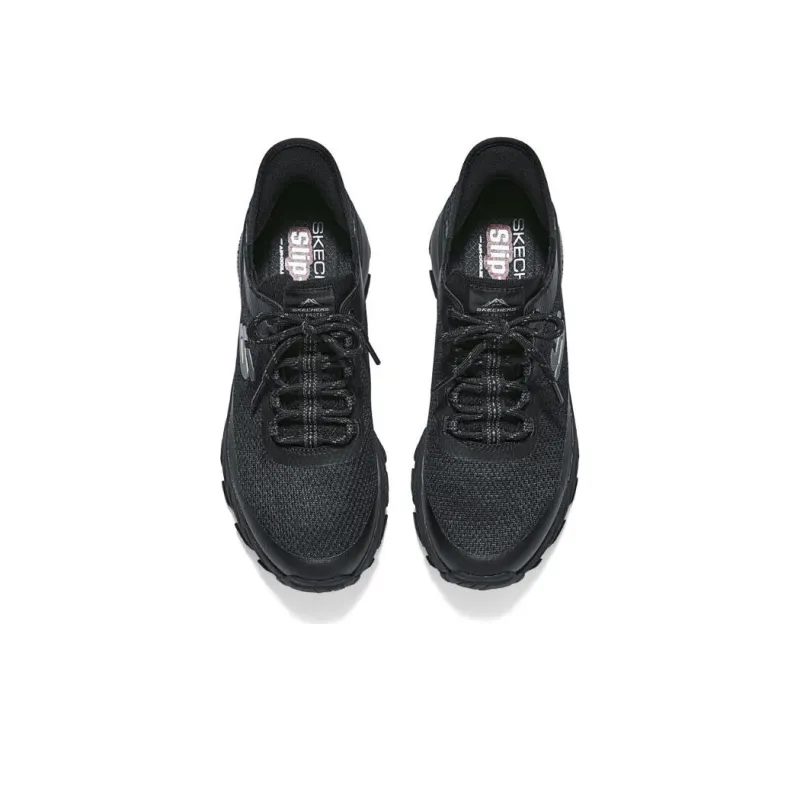 Skechers Cushioning Anti Slip Wear Resistant Breathability Low Top Running Shoes Men's Black-5