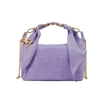 Elisabetta Franchi Synthetic Leather Hobo Bag Shoulder Bag Crossbody Bag Handbag Small Size Women's Iris Orchid Purple