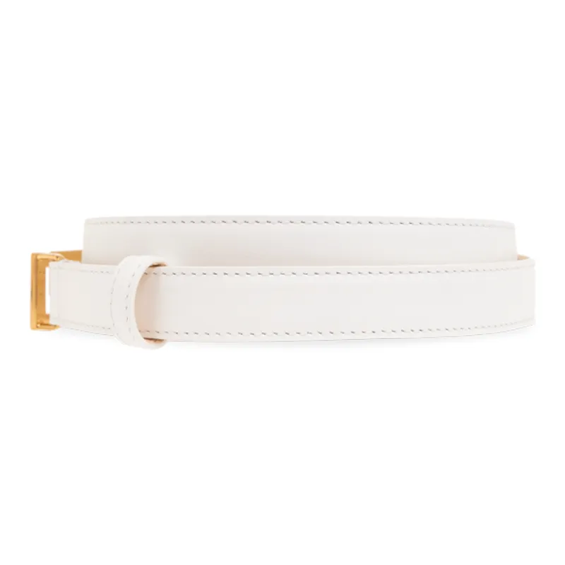 VERSACE Greek Twist Smooth Buckle Leather Belts Women's White Width: 2cm-1