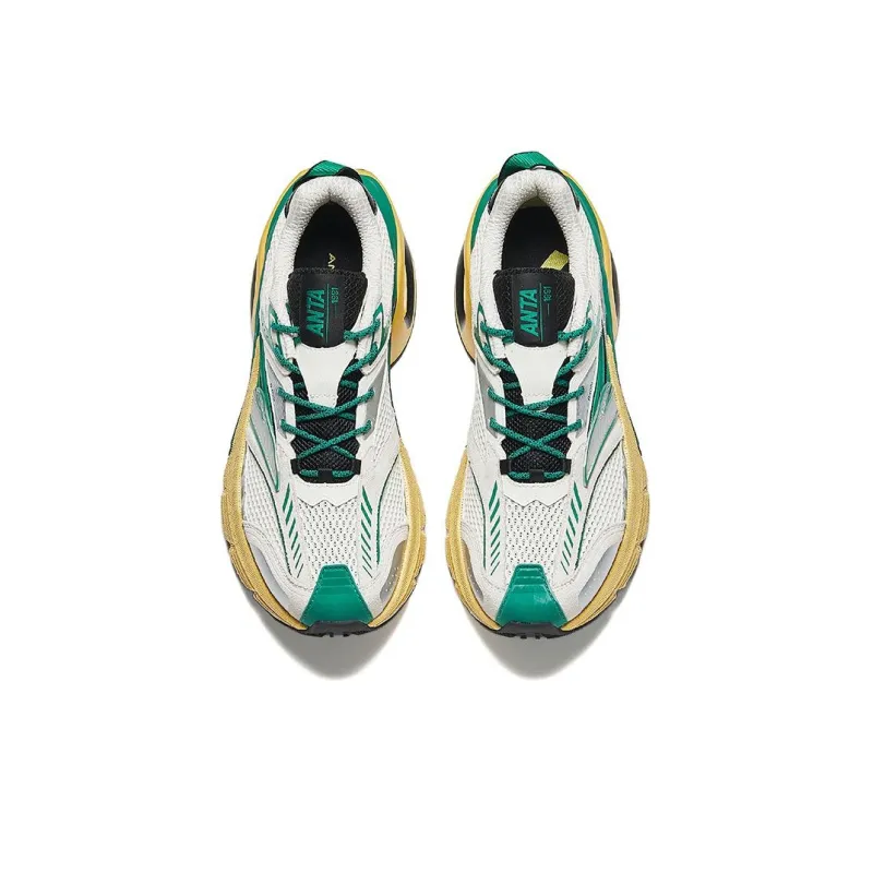 Anta Cushioning Height Increasing Low Top Nitrogen Technology Running Shoes Men's White Green-2