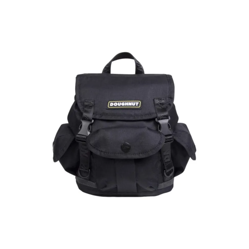 Doughnut Nylon Fabric One Shoulder Crossbody Backpack Unisex Black-0