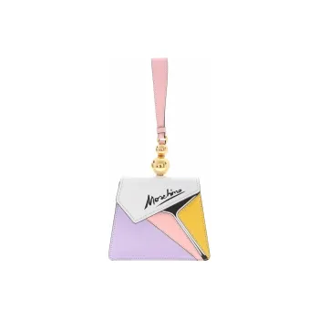 MOSCHINO Calfskin Clutch Women's Purple/White/Multicolor