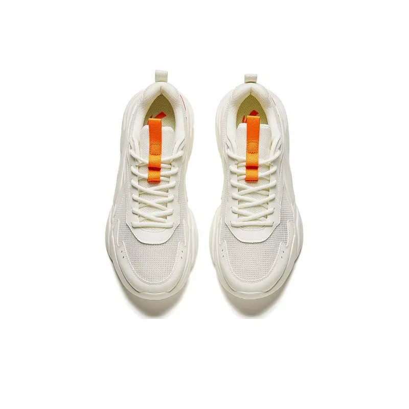 Anta Life Collection Cushioned Slip Resistant Low Top Casual Shoes Men's White Orange-2
