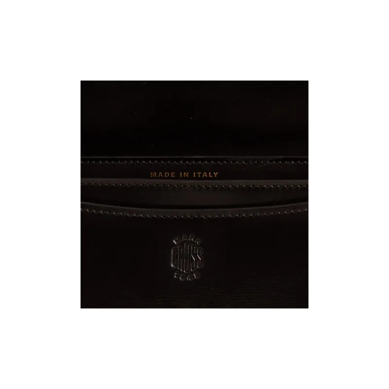 MARK CROSS Box Calf Palmetto Leather Patchwork Calfskin Clutch Women's Black-4