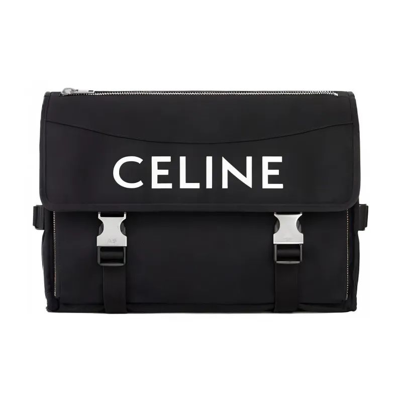 CELINE Nylon Messenger Bag Shoulder Bag Crossbody Bag Large Size Men's Black-0