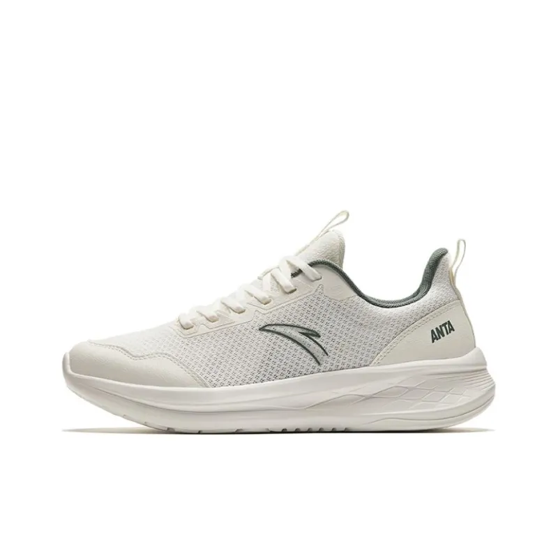 Anta Running Collection Cushioning Slip Resistant Low Top Running Shoes Men's White Gray-0