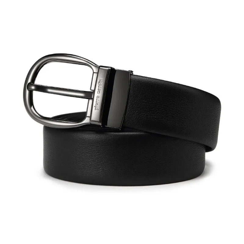 PIERRE CARDIN Advanced Business, Genuine Leather Pin Buckle Belt Top Grain Cow Leather Belts Men's Gunmetal-1