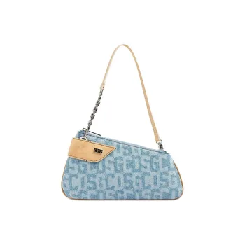 GCDS Denim One Shoulder Handbags Small Size Women's Light Blue