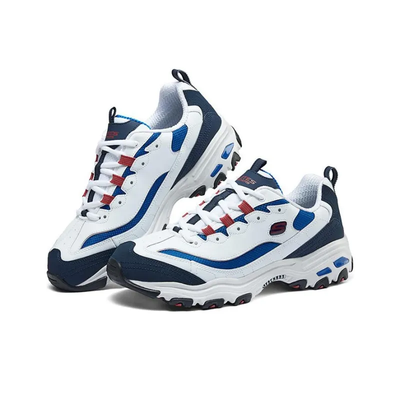 Skechers D'LITES 1.0 Cushioning Anti Slip And Wear Resistant Height Increasing Low Top Chunky Sneakers Men's Blue White-3
