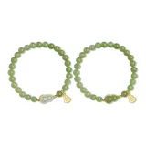 Auspicious and Prosperous Double Blessing Bracelets [Emerald Green+Aqua White]