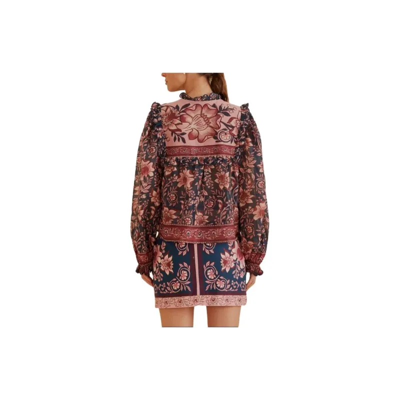 Farm Rio Ainika Charm-print Voile Blouse-1
