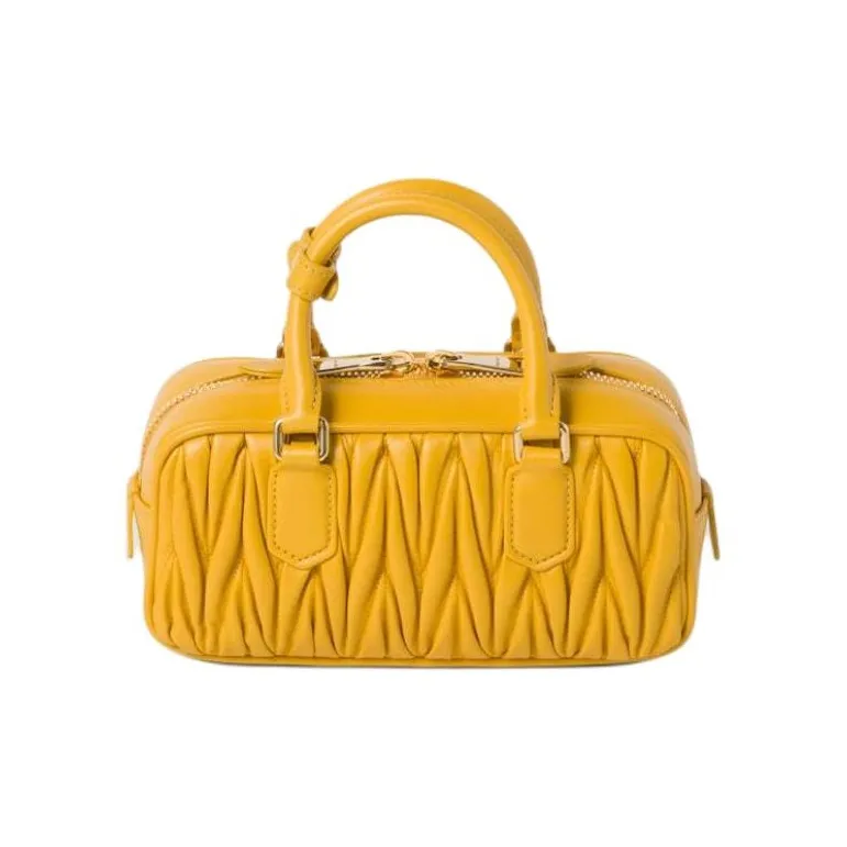 MIU MIU Arcadie Series Leather Shoulder Bag, Crossbody Bag, Handbag Women's Sunshine Yellow-3