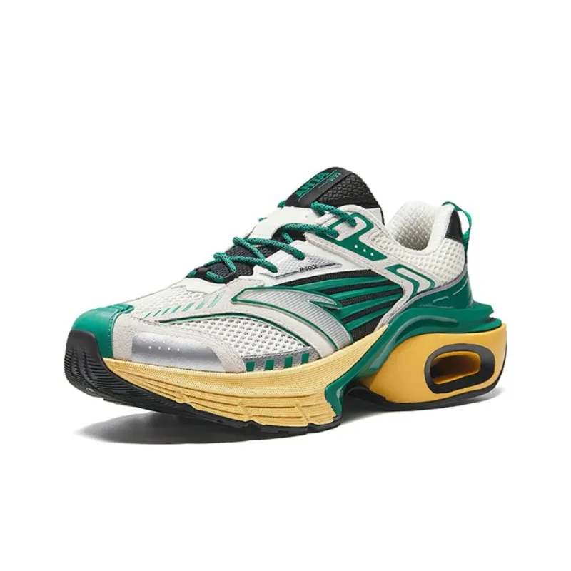 Anta Cushioning Height Increasing Low Top Nitrogen Technology Running Shoes Men's White Green-1