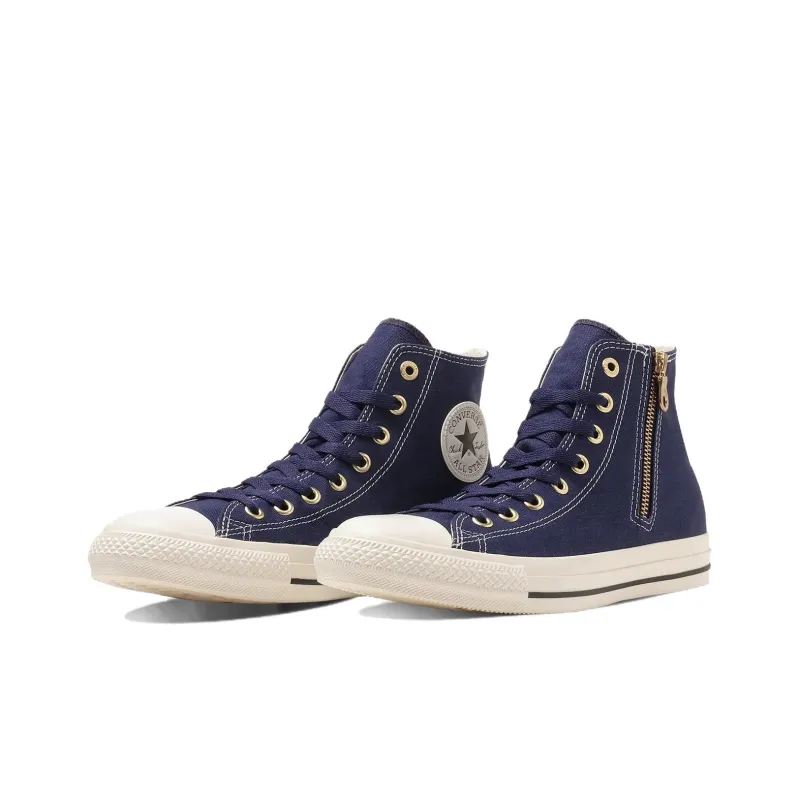 Converse All Star GOLDZIP HI Durable Cushioning High Top Canvas Shoes Unisex Dark Blue Japan Version-2