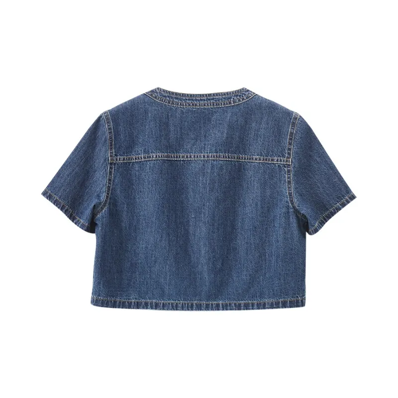 XIANGYING Denim Jacket Women's Denim Blue-1