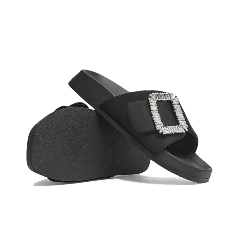 BASTO Slide Slippers Women's Khaki/Black/Silver-9