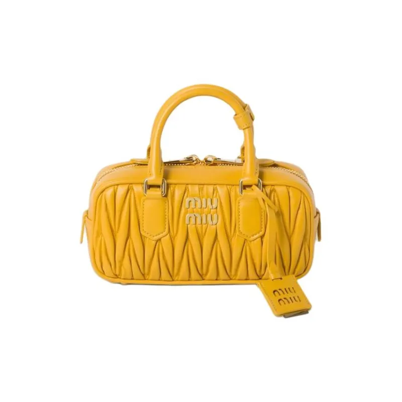 MIU MIU Arcadie Series Leather Shoulder Bag, Crossbody Bag, Handbag Women's Sunshine Yellow-0