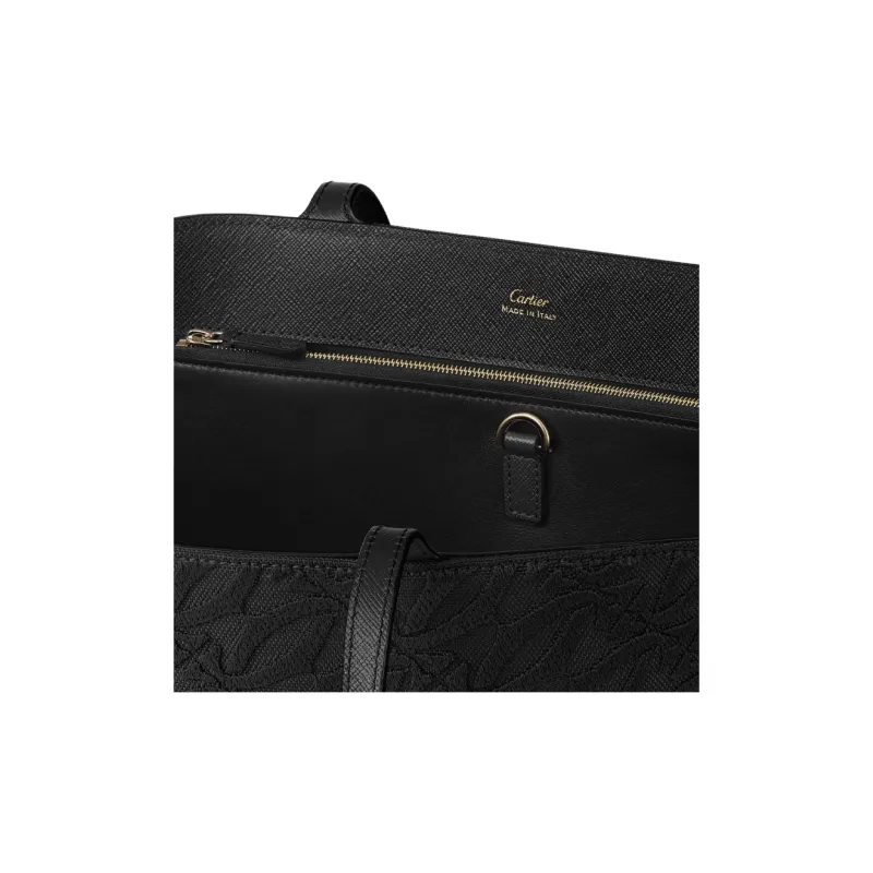 CARTIER C De Cartier Collection Textured Calfskin Tote Bag Shopping Bag Handbag Unisex Black-4