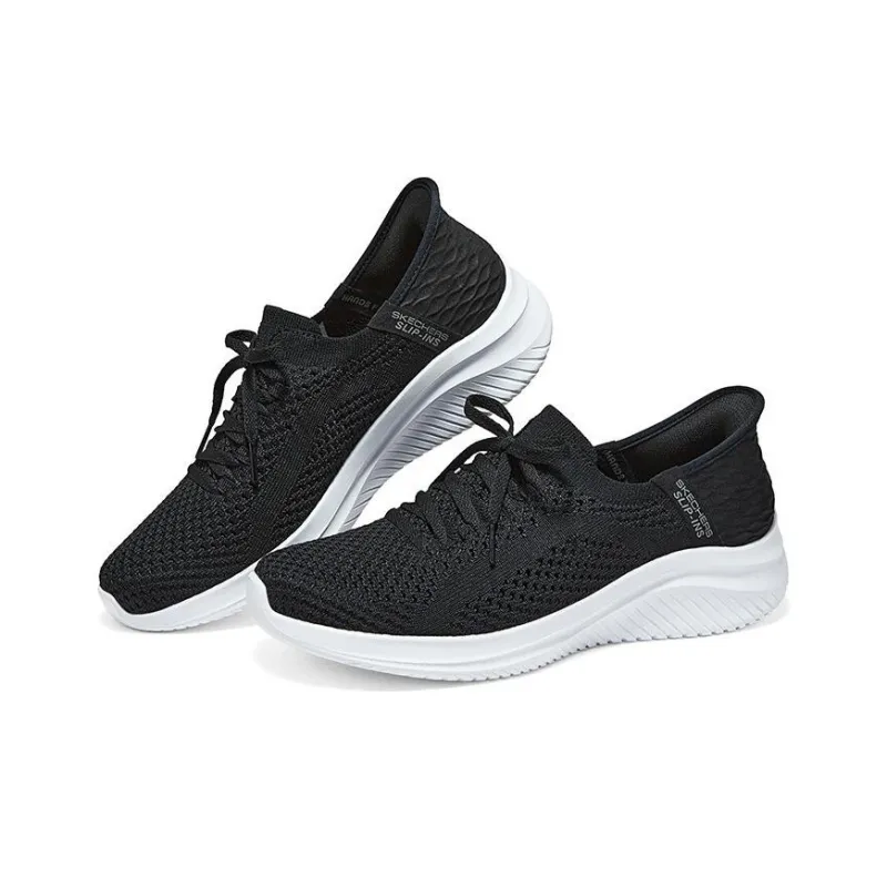 Skechers Cushioned Wear Resistant Breathable Low Top Casual Running Shoes Men's Black White-3