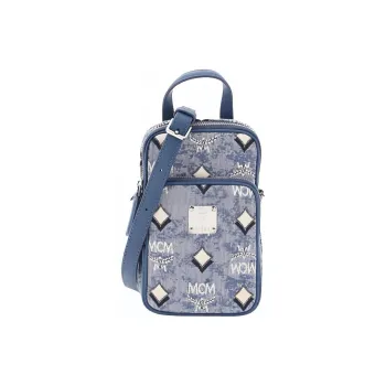 MCM Klassik Visetos Jacquard Fabric Crossbody Bag Extra Mini Women's Blue