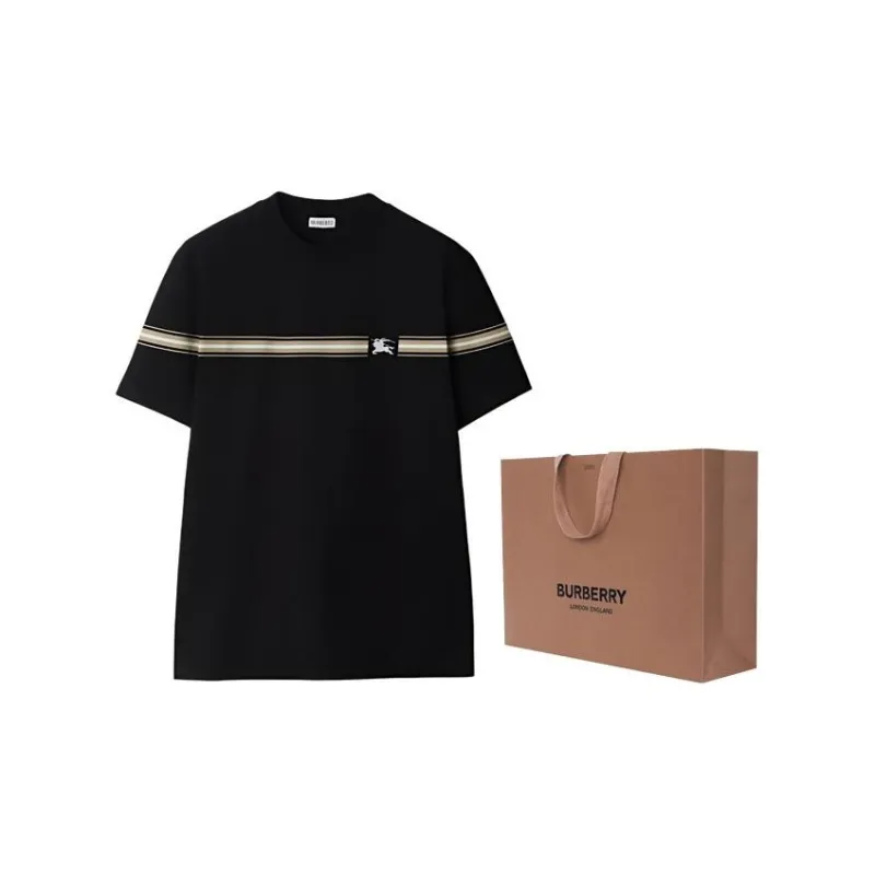 Burberry Striped detail Cotton T shirt-2