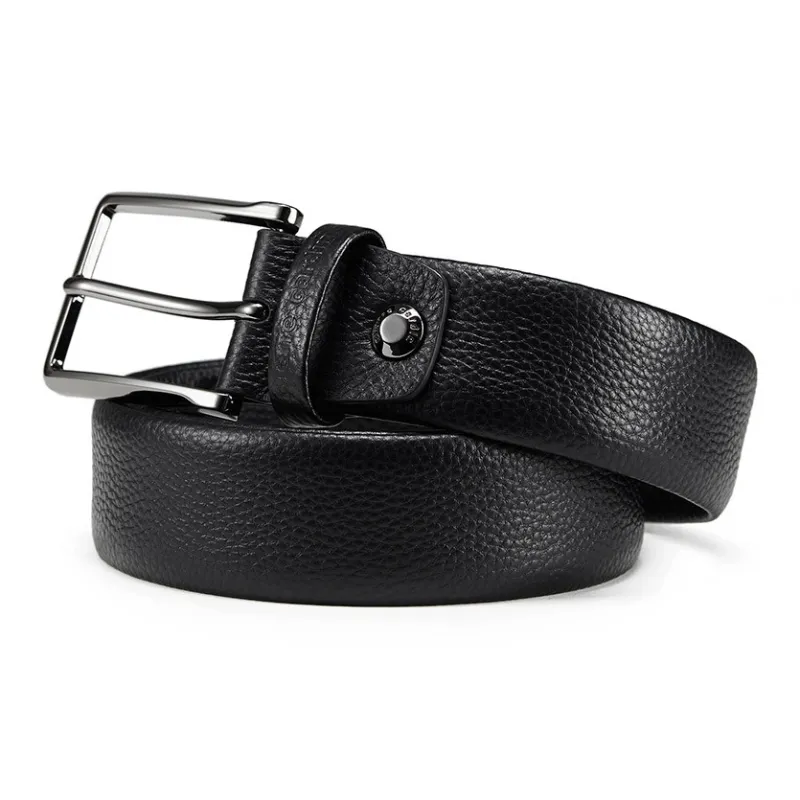 PIERRE CARDIN Fashion Trend Belt With Pin Buckle Top Grain Cow Leather Belts Men's Black-1