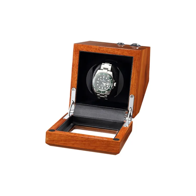 MILANQIAN M&Q Padauk Solid Wood Collection 1/2 Watch Slot Watch Winder Padauk Color Unisex-1