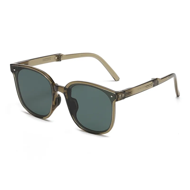 Pair Ponyo TR/Memory Plastic Square Sunglasses Unisex Black/Tea Brown/Transparent Green-3